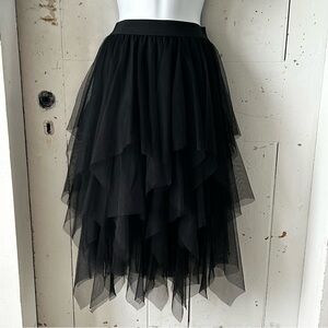 Black Layered Tulle Tutu Midi Skirt Whimsigoth Costume Cosplay